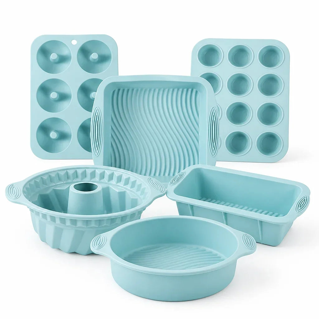 Set di Stampo in Silicone 6 Pezzi – Stampo Flessibile Antiaderente per Torte e Dolci