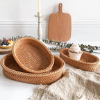 Cestino Ovale in Rattan Intrecciato a Mano Akito