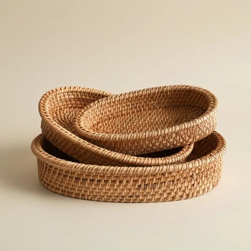 Cestino Ovale in Rattan Intrecciato a Mano Akito