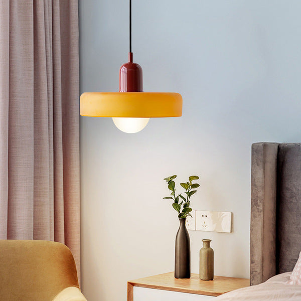 Lampada a sospensione in vetro stile Bauhaus con paralume ad anello