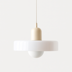 Lampada a sospensione in vetro stile Bauhaus con paralume ad anello