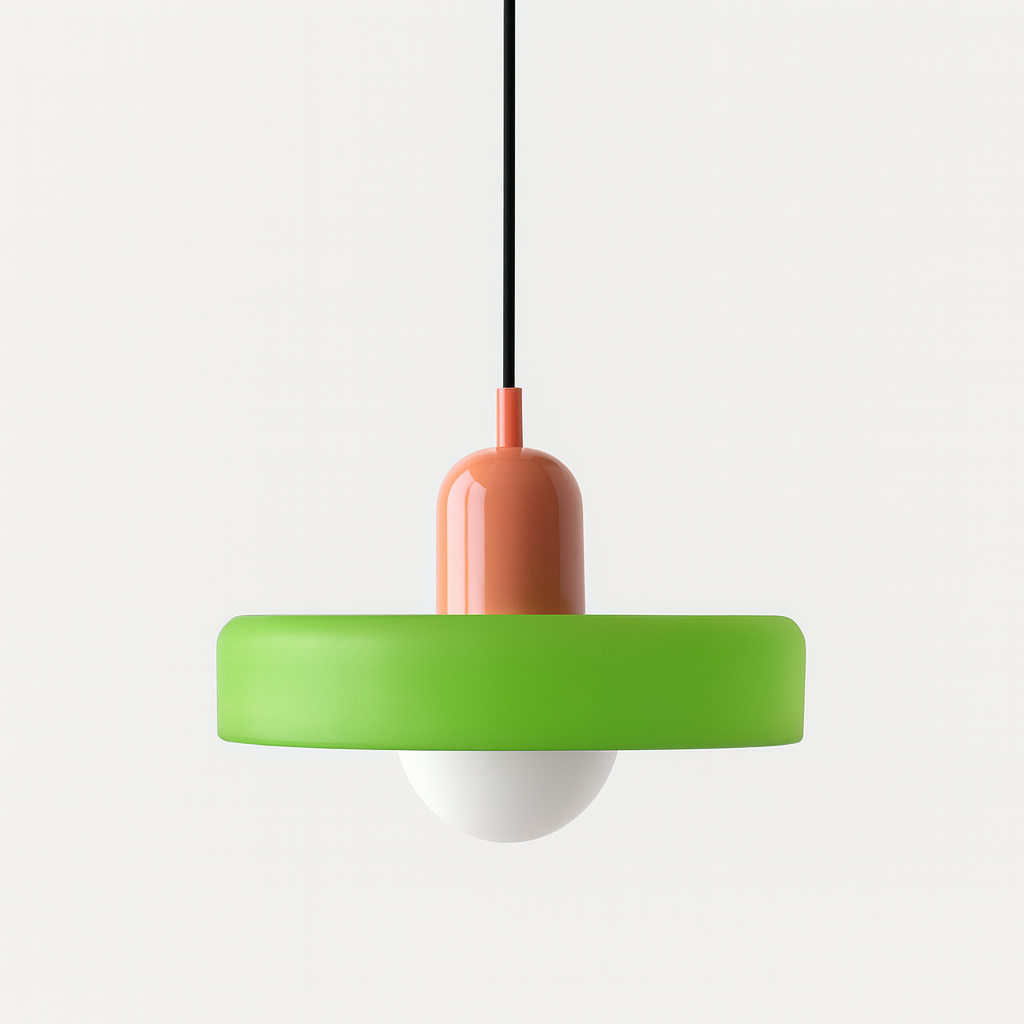 Lampada a sospensione in vetro stile Bauhaus con paralume ad anello