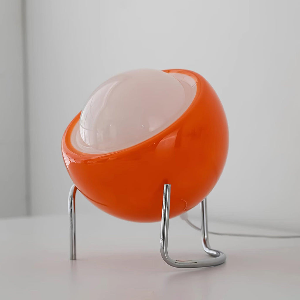 Lampada da Tavolo in Stile Bauhaus con Aspetto Vetro e Struttura in Metallo