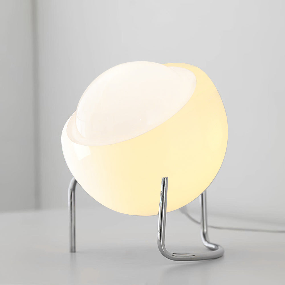 Lampada da Tavolo in Stile Bauhaus con Aspetto Vetro e Struttura in Metallo