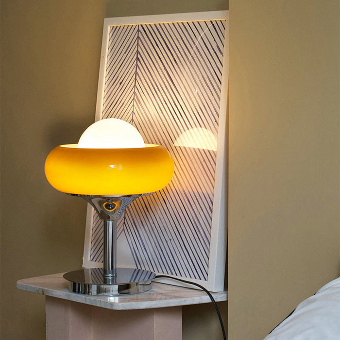 Lampada da tavolo Bauhaus – Vetro & Ferro – Ambra – E27 – Design retrò per accenti eleganti