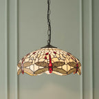Lampada da soffitto Tiffany media a luce singola Dragonfly beige