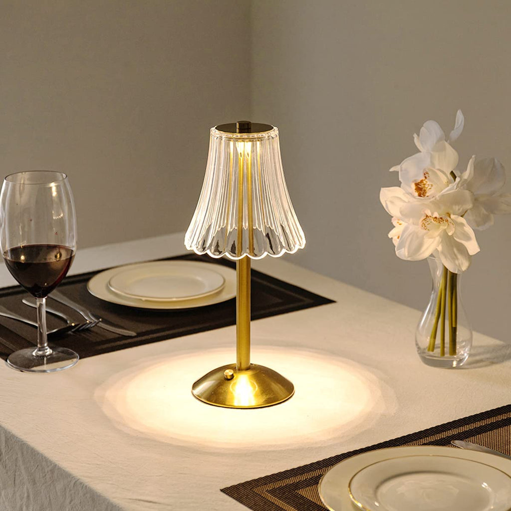 Lampada da Tavolo Billinca – Alluminio – Trasparente – 15W – Elegante design a fiori per accenti stilosi