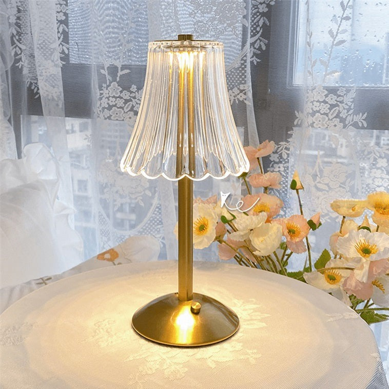 Lampada da Tavolo Billinca – Alluminio – Trasparente – 15W – Elegante design a fiori per accenti stilosi