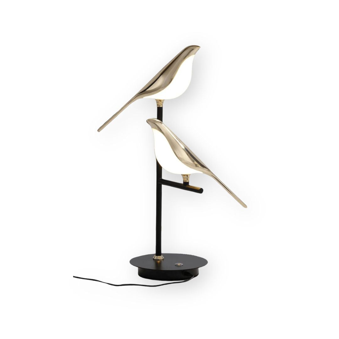 Lampada da Tavolo Birdmann – Ferro & Alluminio – Bianco – Design Artistico – Luce Flessibile per Ambienti Eleganti