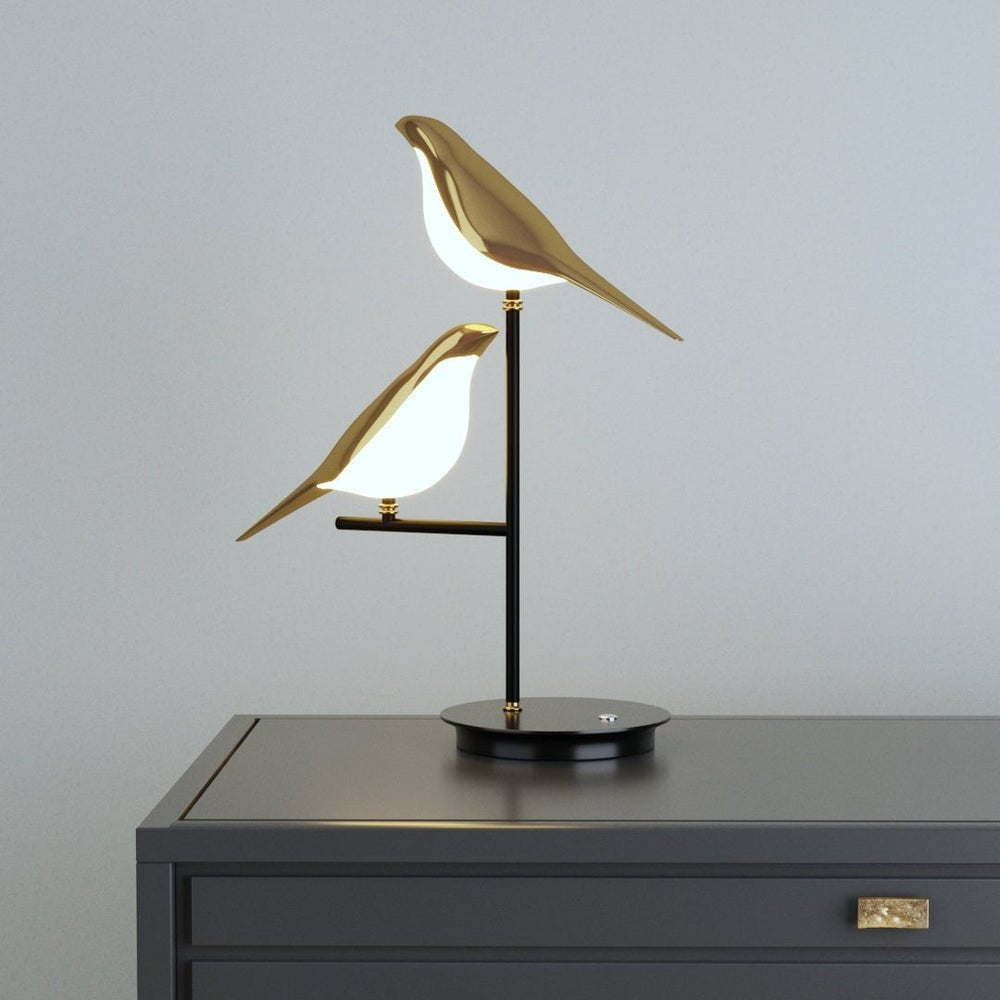 Lampada da Tavolo Birdmann – Ferro & Alluminio – Bianco – Design Artistico – Luce Flessibile per Ambienti Eleganti