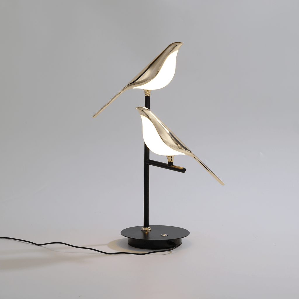 Lampada da Tavolo Birdmann – Ferro & Alluminio – Bianco – Design Artistico – Luce Flessibile per Ambienti Eleganti
