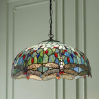 Lampadario Tiffany Grande Libellula Blu - Attacco per 1 Lampadina