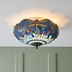 Lampada da soffitto Tiffany grande Libellula Blu