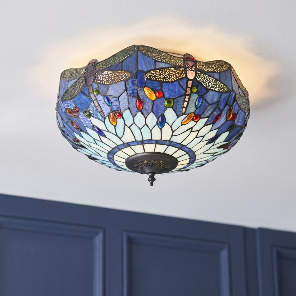 Luce da soffitto Tiffany Medium Drago Blu