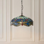 Luce da soffitto Tiffany Media Libellula Blu - Attacco per 1 Lampadina