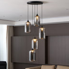 Luce a sospensione in vetro minimalista di giugno, grigio fumo