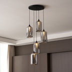 Luce a sospensione in vetro minimalista di giugno, grigio fumo