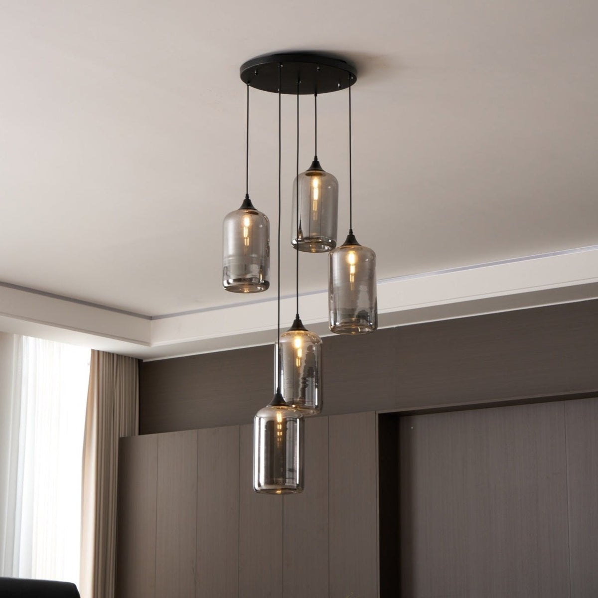 Lampada a sospensione in vetro a forma di bottiglia