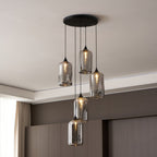 Luce a sospensione in vetro minimalista di giugno, grigio fumo