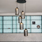 Luce a sospensione in vetro minimalista di giugno, grigio fumo