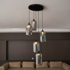 Luce a sospensione in vetro minimalista di giugno, grigio fumo