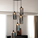 Luce a sospensione in vetro minimalista di giugno, grigio fumo