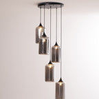 Luce a sospensione in vetro minimalista di giugno, grigio fumo