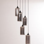 Luce a sospensione in vetro minimalista di giugno, grigio fumo