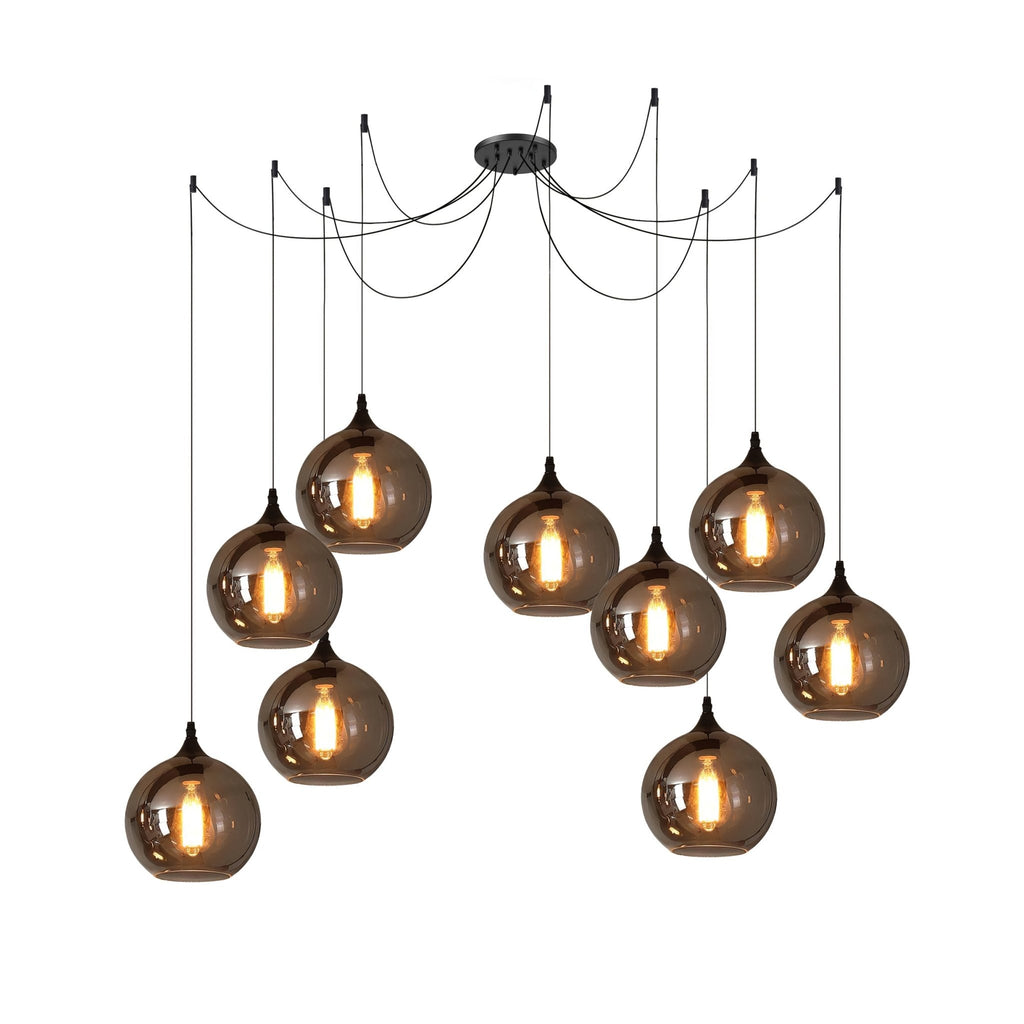 Luce a sospensione in vetro minimalista di giugno, grigio fumo