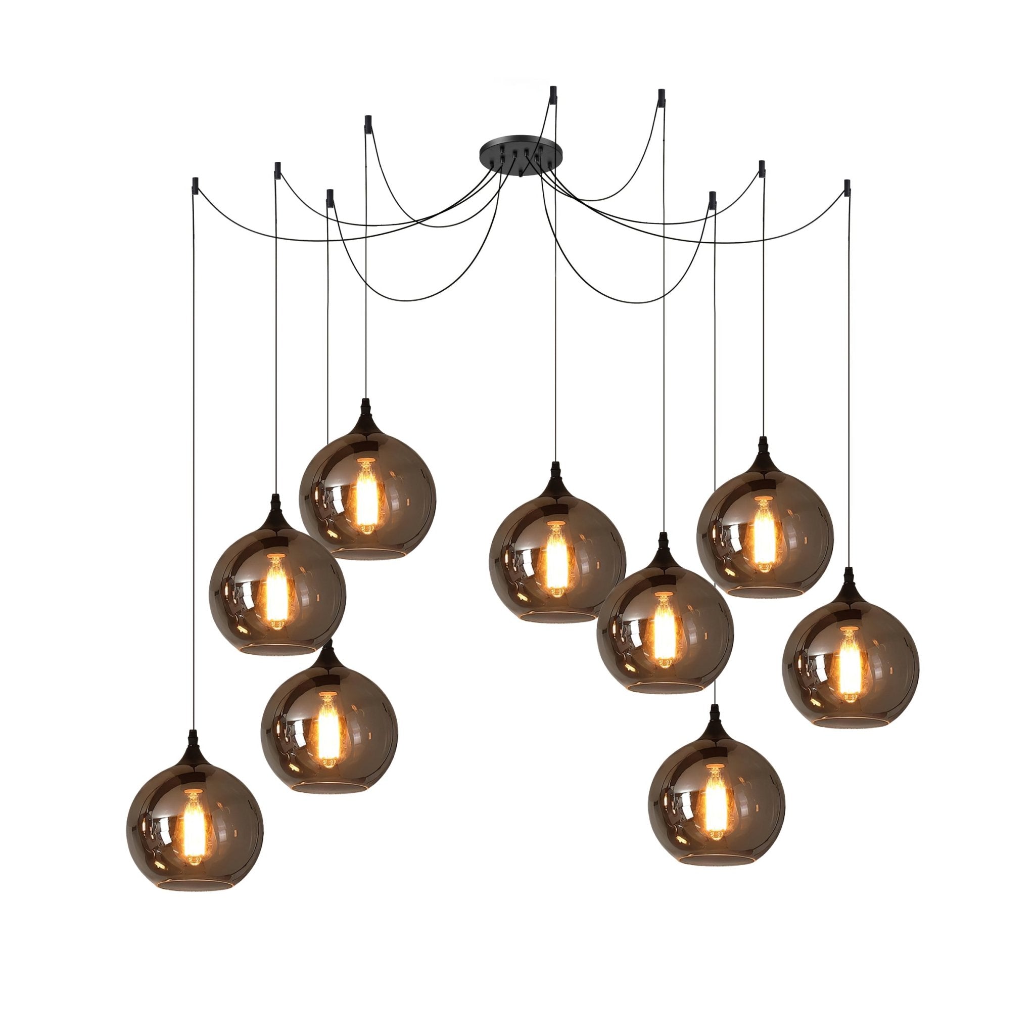 Luce a sospensione in vetro minimalista di giugno, grigio fumo