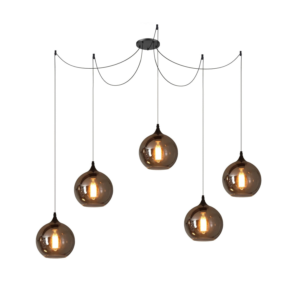 Luce a sospensione in vetro minimalista di giugno, grigio fumo