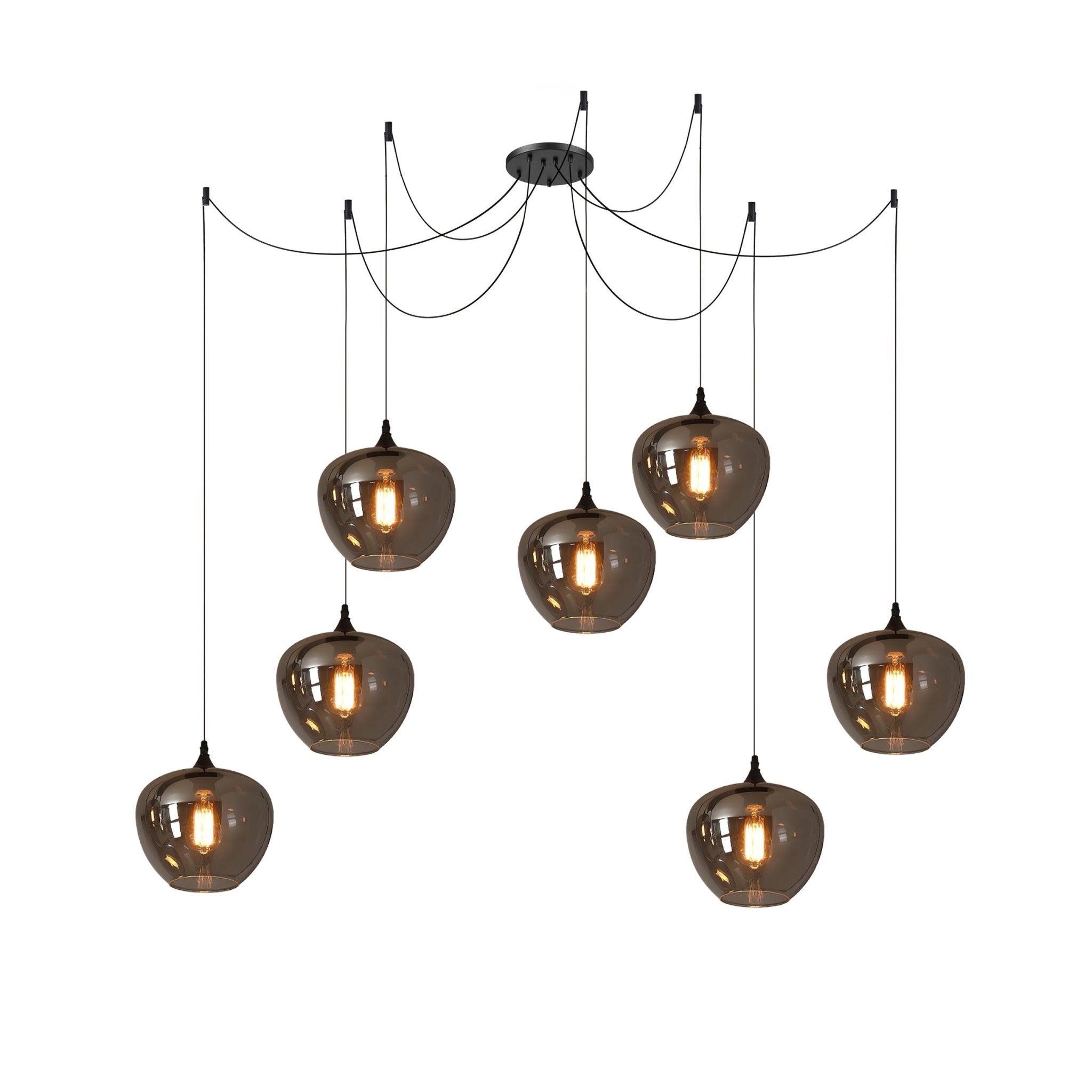 Luce a sospensione in vetro minimalista di giugno, grigio fumo
