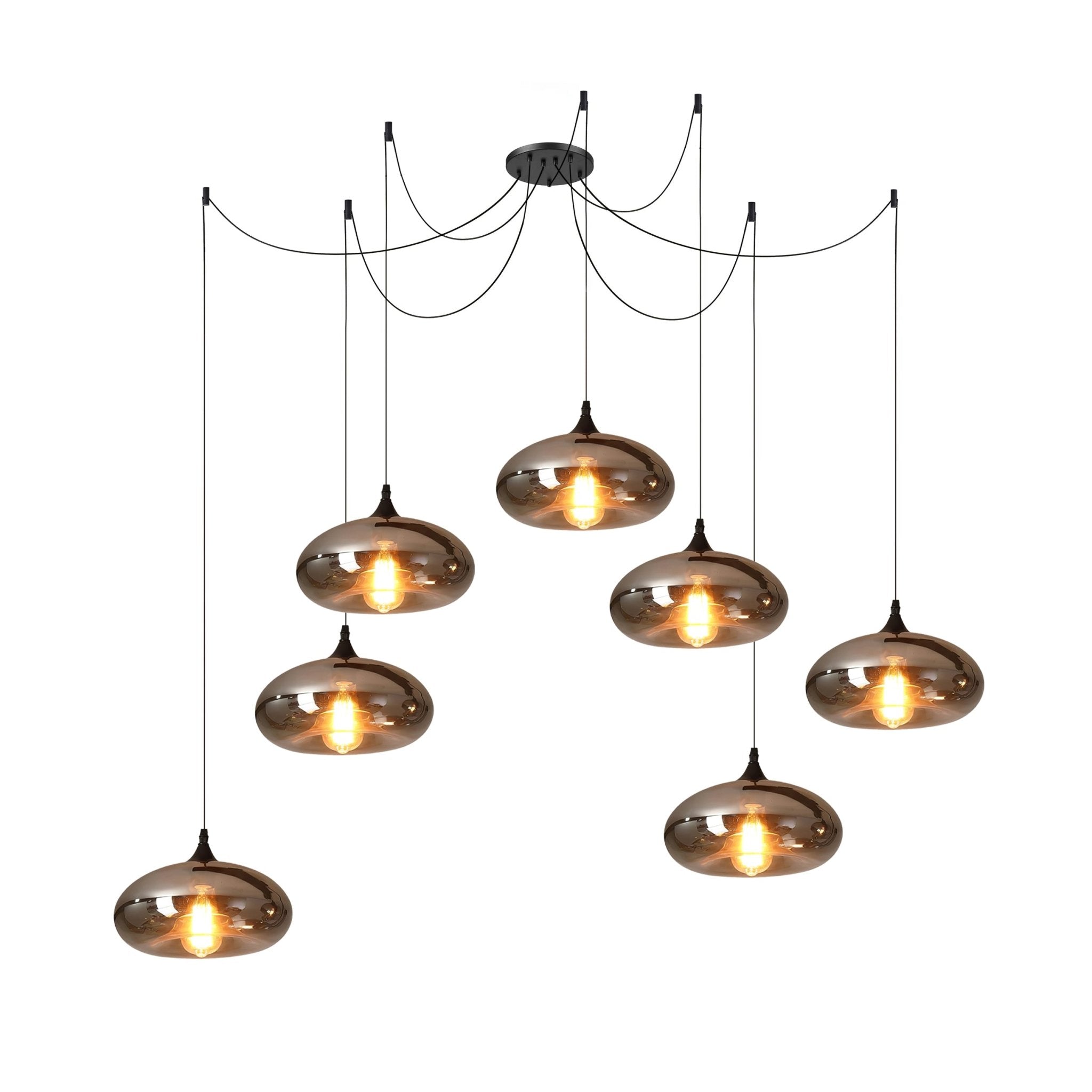 Luce a sospensione in vetro minimalista di giugno, grigio fumo