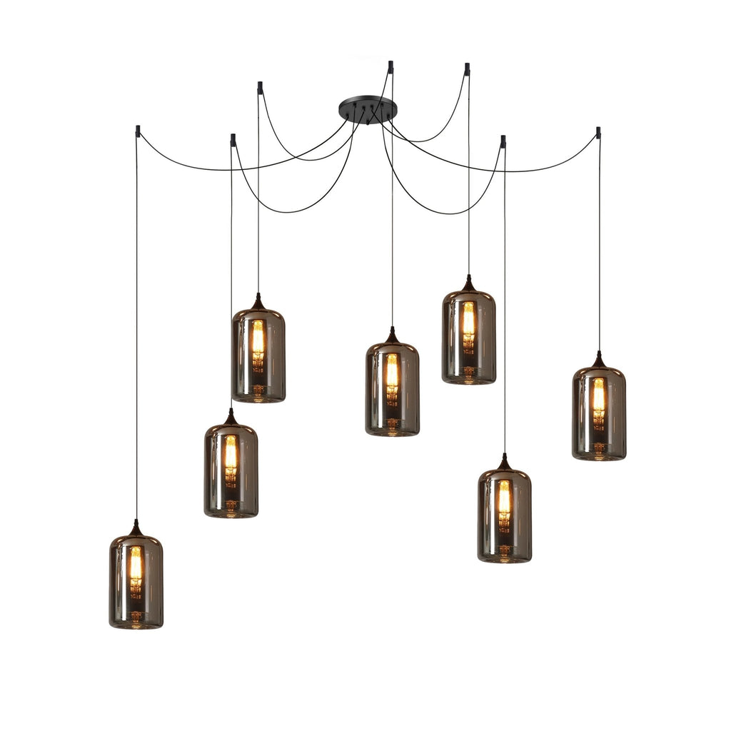 Luce a sospensione in vetro minimalista di giugno, grigio fumo