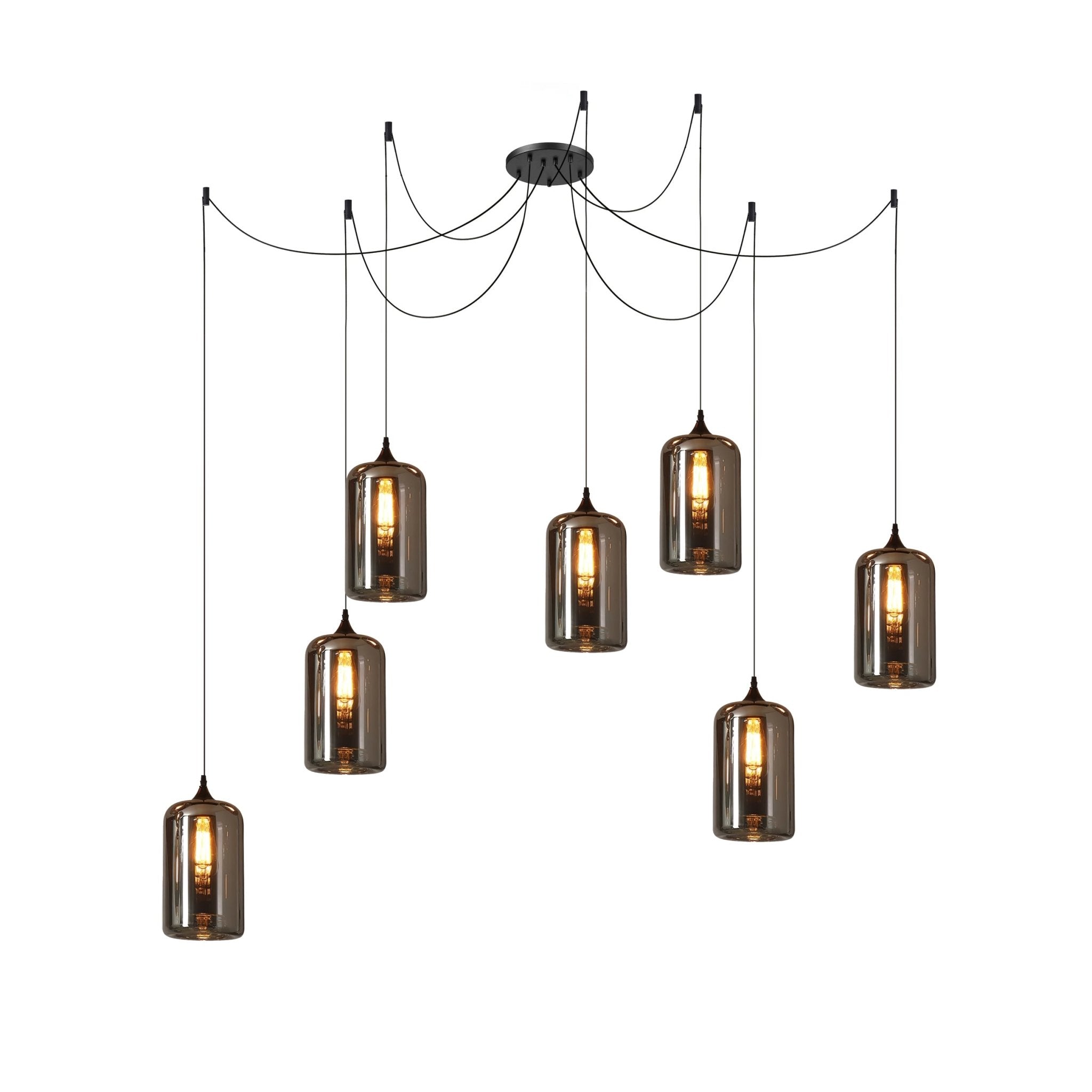 Luce a sospensione in vetro minimalista di giugno, grigio fumo