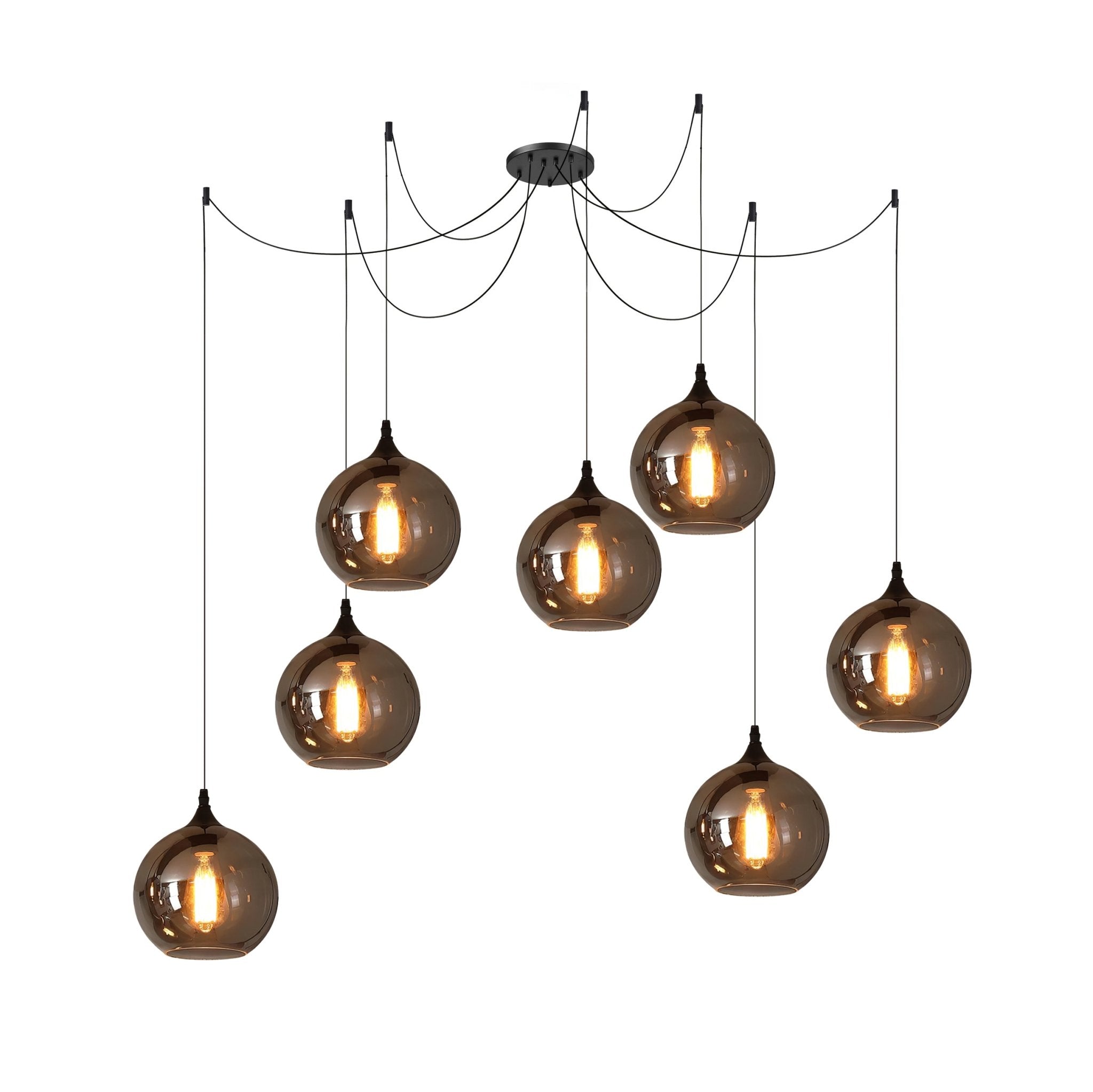 Luce a sospensione in vetro minimalista di giugno, grigio fumo