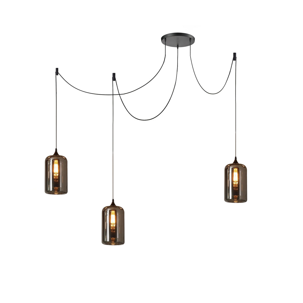 Luce a sospensione in vetro minimalista di giugno, grigio fumo