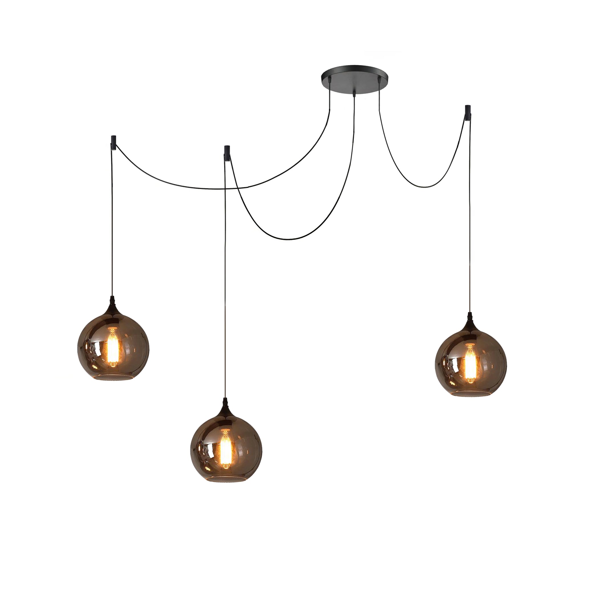Luce a sospensione in vetro minimalista di giugno, grigio fumo