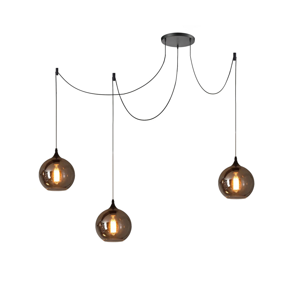 Luce a sospensione in vetro minimalista di giugno, grigio fumo