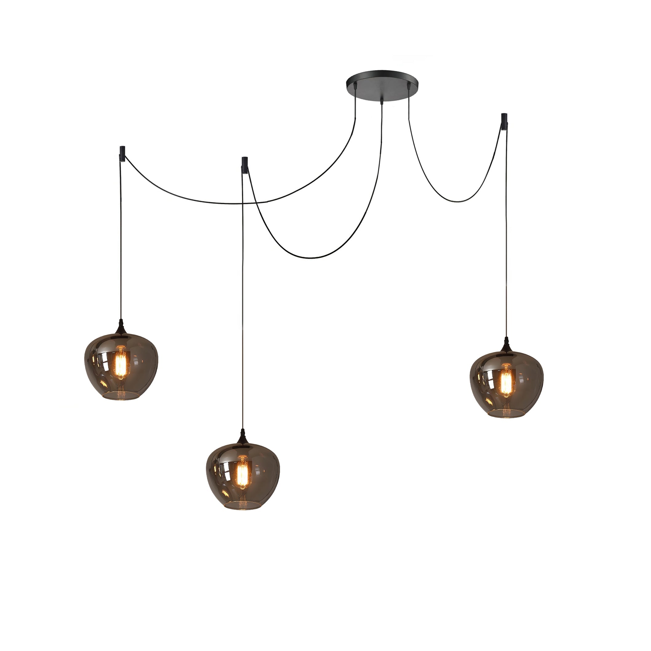 Luce a sospensione in vetro minimalista di giugno, grigio fumo