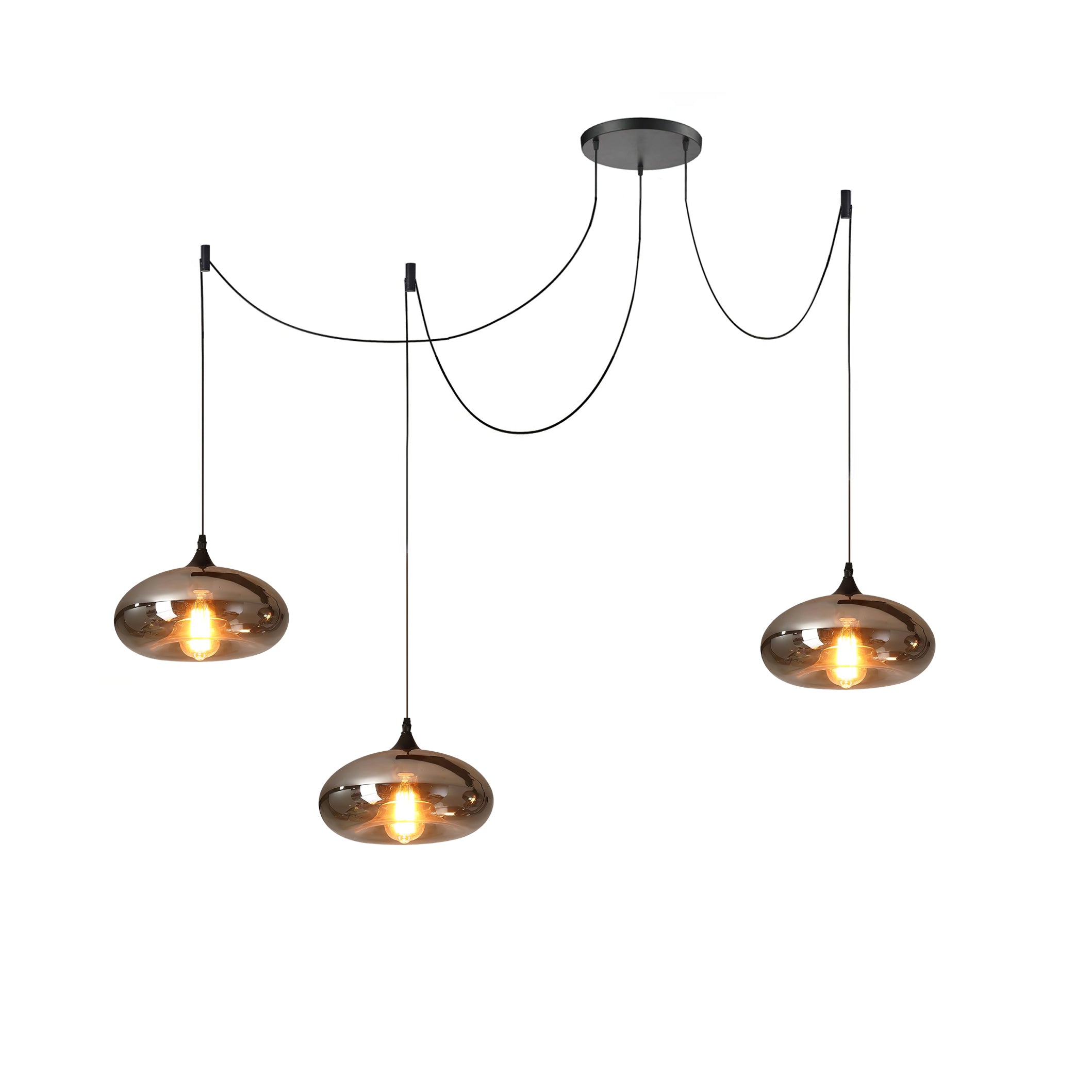 Luce a sospensione in vetro minimalista di giugno, grigio fumo