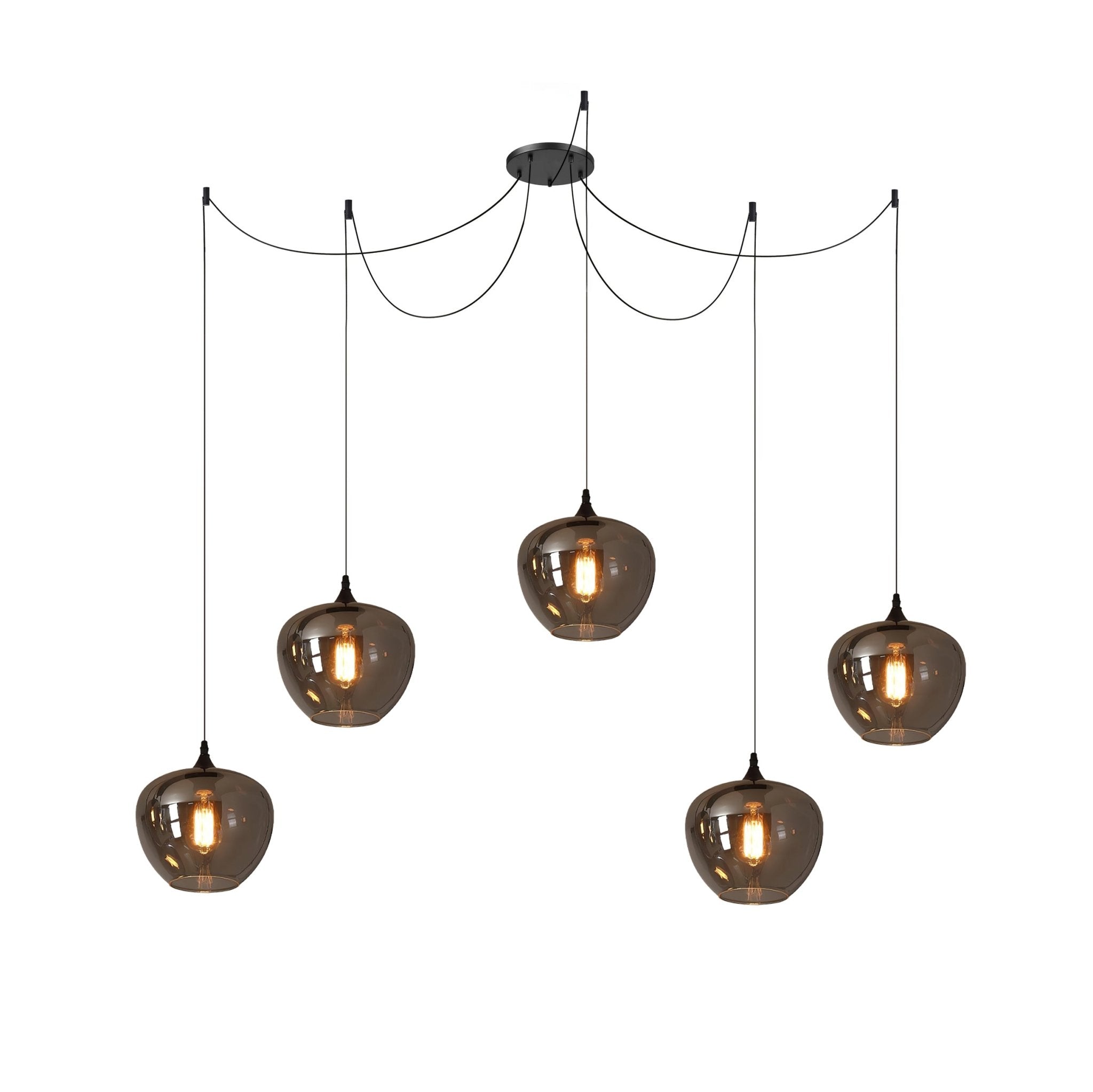 Luce a sospensione in vetro minimalista di giugno, grigio fumo