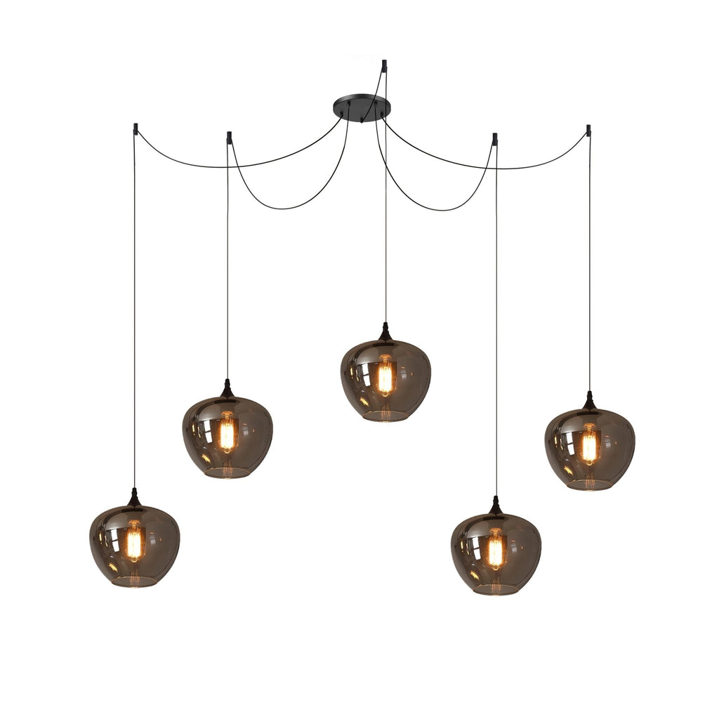 Luce a sospensione in vetro minimalista di giugno, grigio fumo