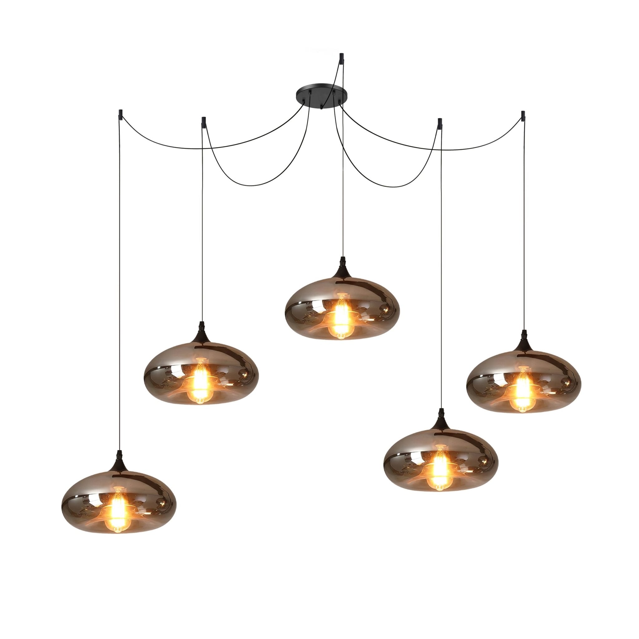 Luce a sospensione in vetro minimalista di giugno, grigio fumo