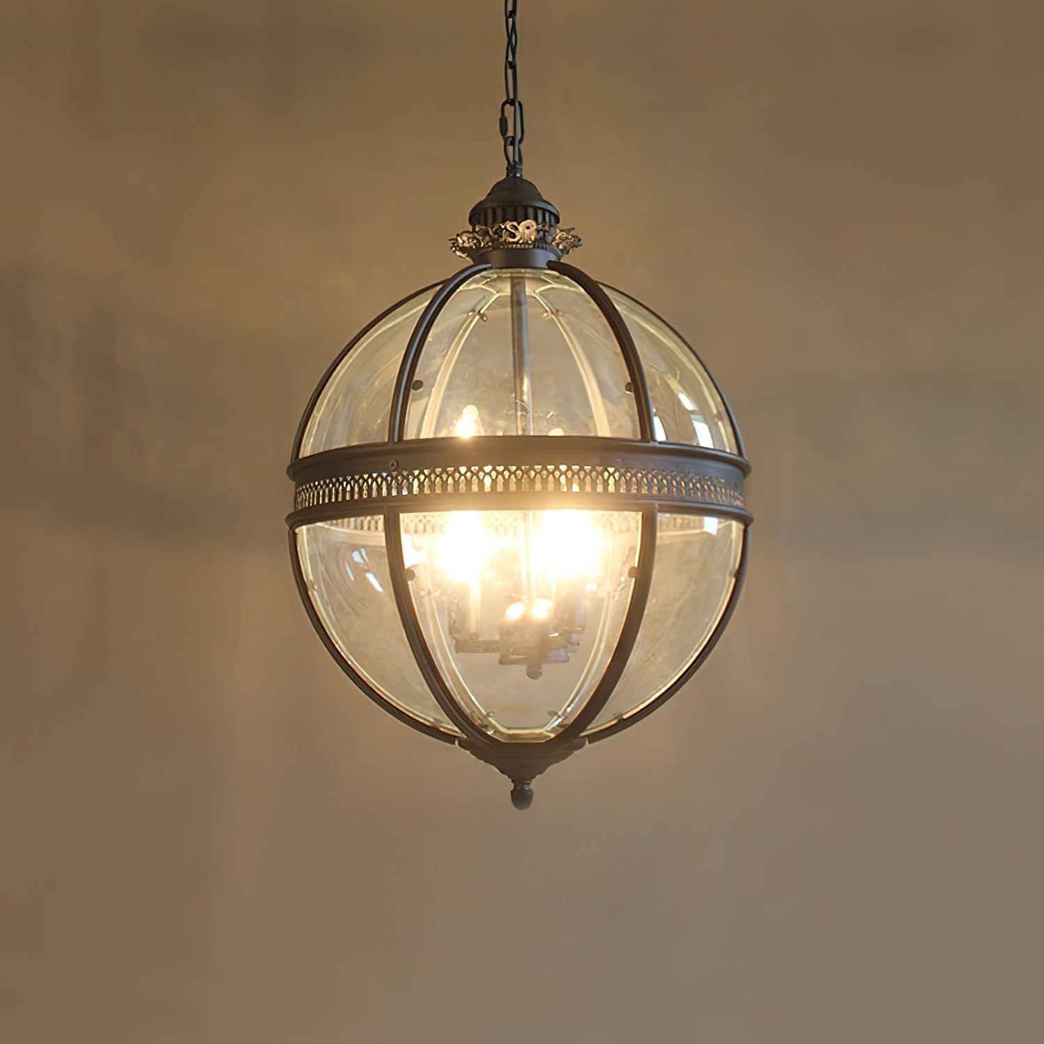 Lampadario in Vetro Vintage Stile Industriale a Globo