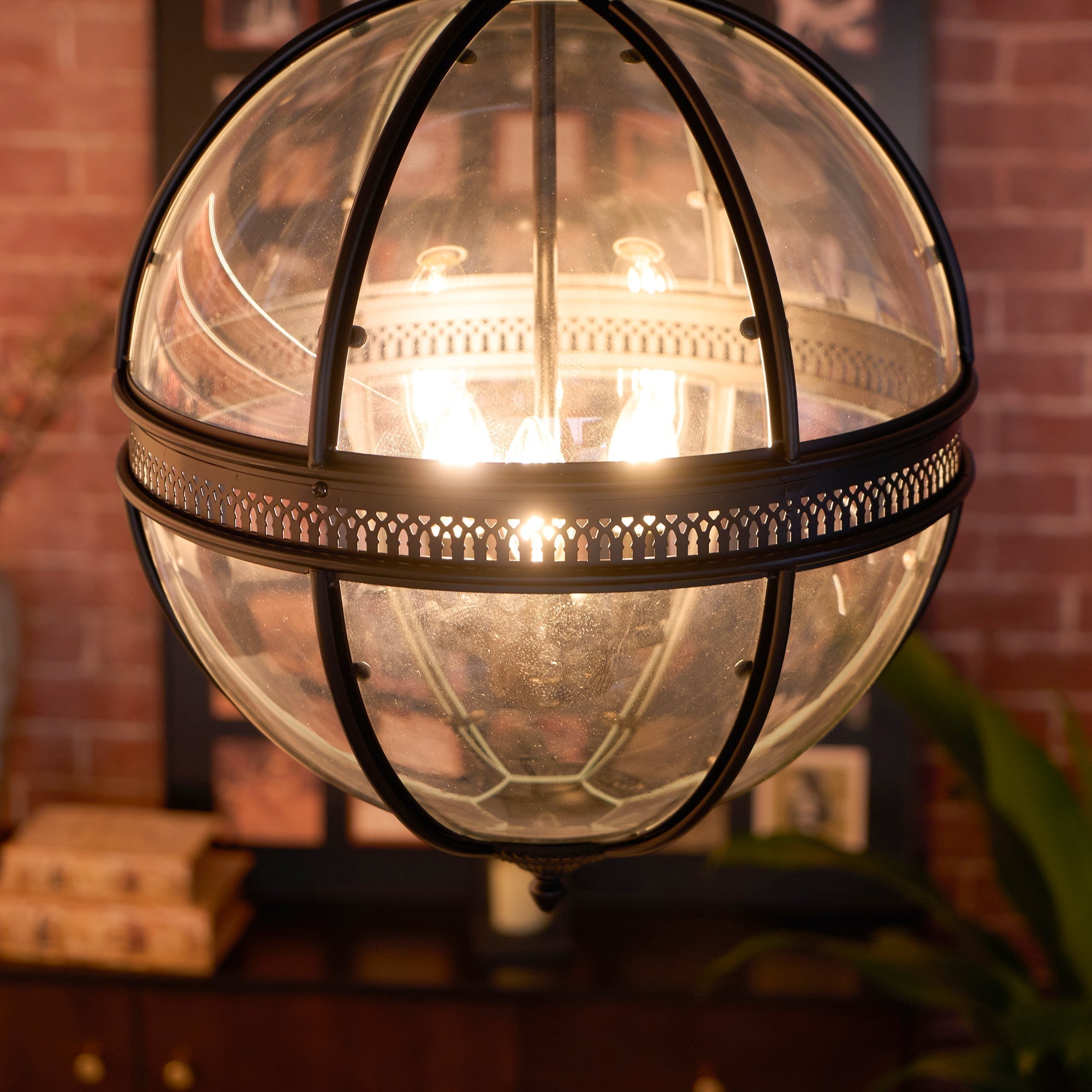 Lampadario in Vetro Vintage Stile Industriale a Globo