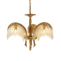 Lampadario in Cristallo con Foglia di Palma in Ottone