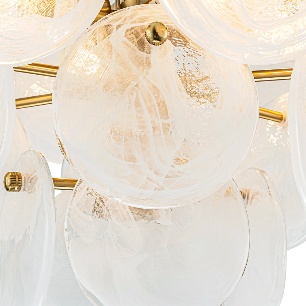 Lampadario Semi Flush in Vetro Opalino a Spirale Kospa Moderno