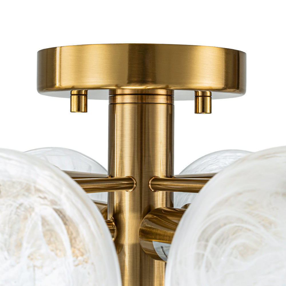 Lampadario Semi Flush in Vetro Opalino a Spirale Kospa Moderno