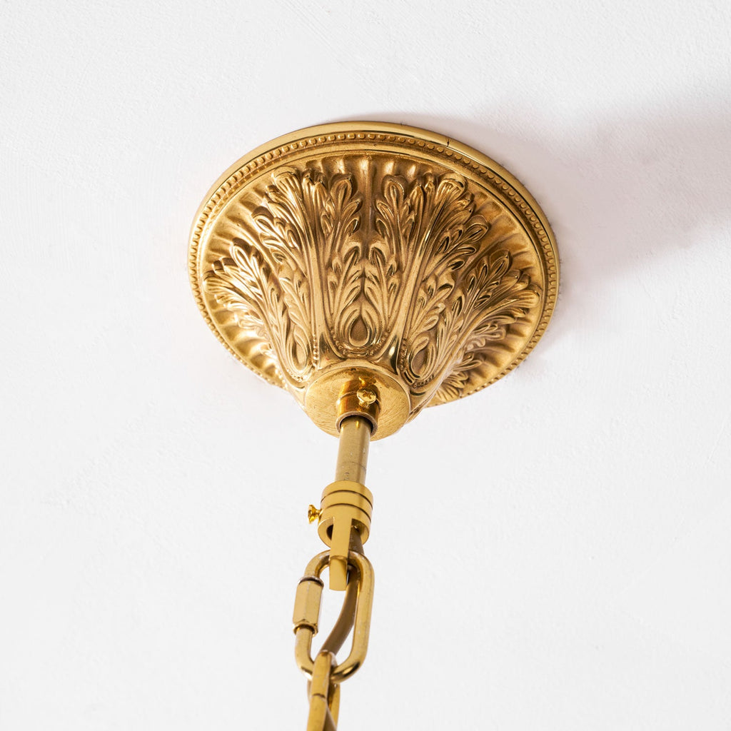 Lampadario in Cristallo con Foglia di Palma in Ottone